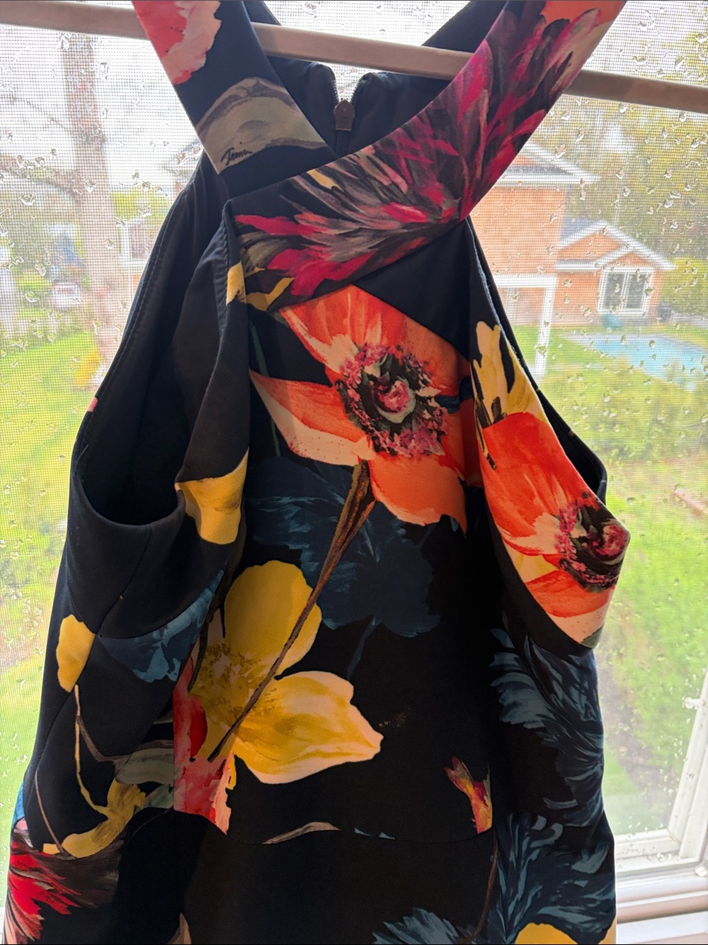 Trina Turk Navy and Yellow Floral Dress